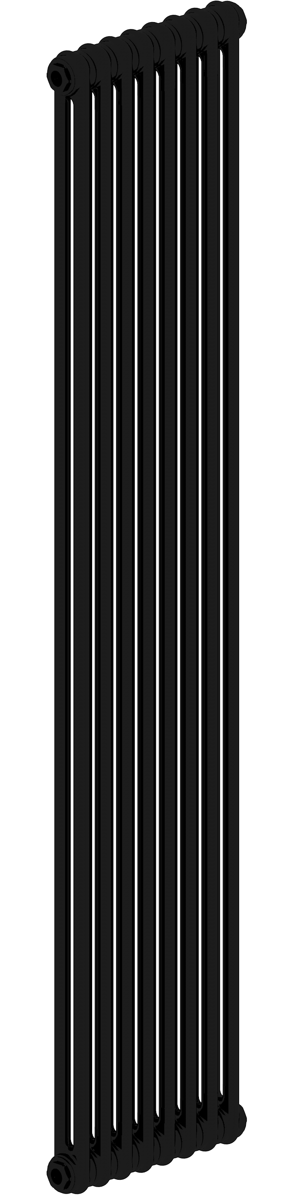 Радиатор стальной трубчатый Irsap Tesi 1800 вертикальный, 2 трубы, 8 секций, дизайнерский, боковое проходное подключение, черный RAL 9005 код 10 G