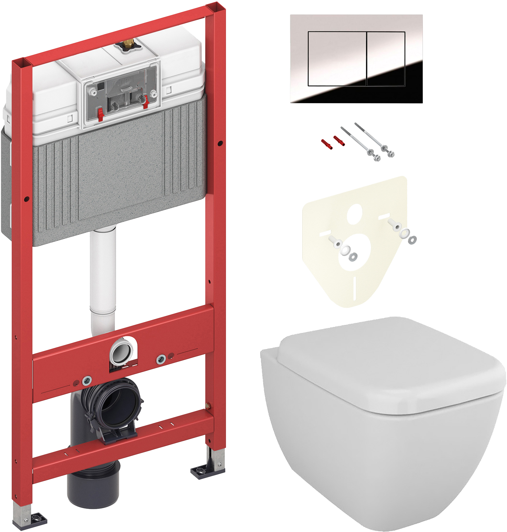 Комплект 3 в 1 Унитаз подвесной VitrA Shift 7742B003-0075 + Сиденье 91-003-009 + Инсталляция с кнопкой TECE Now 9400412