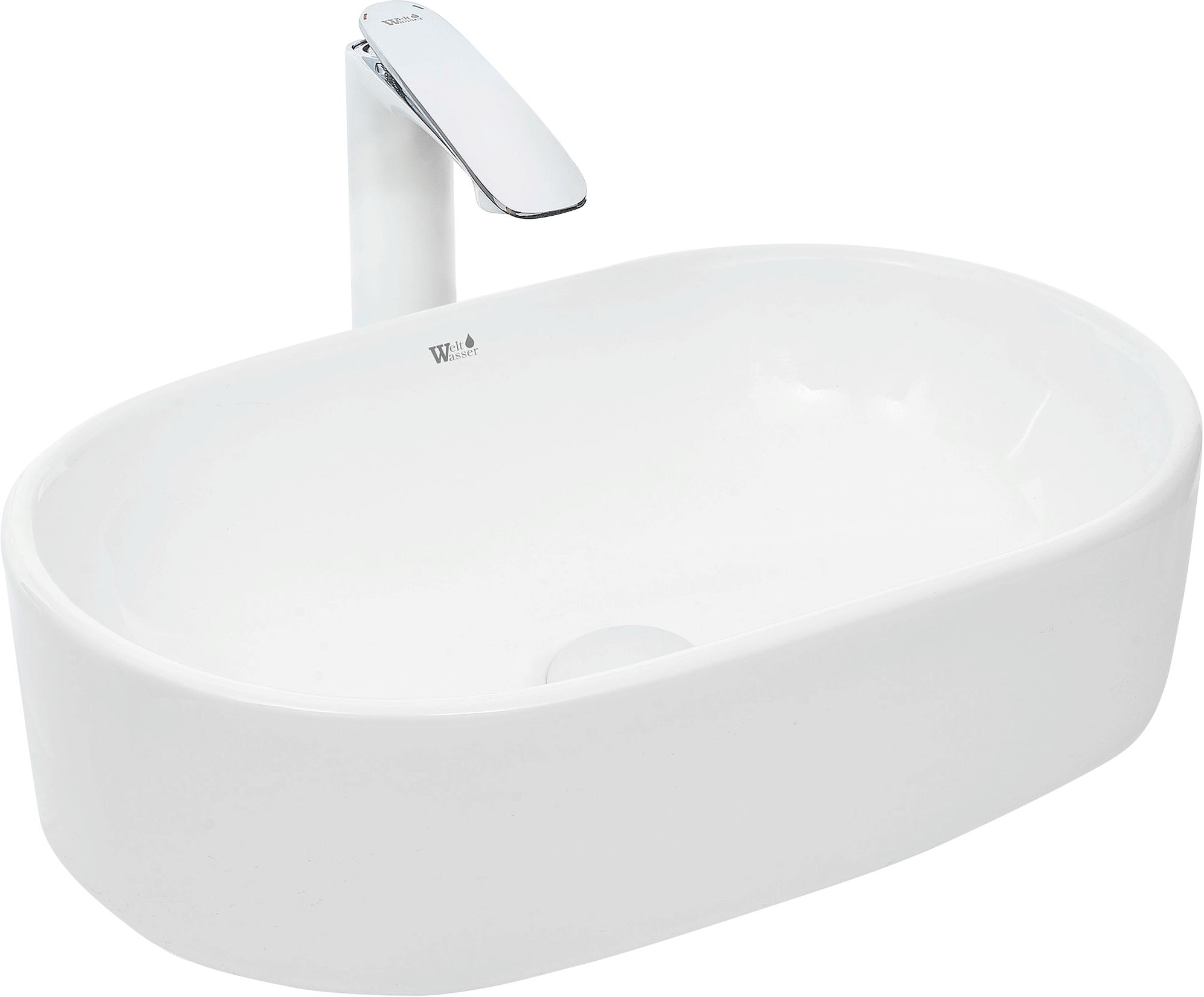 Накладная раковина Weltwasser WW Elbach 1048 52 глянцевая белая, овальная, фаянс