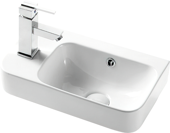 Раковина маленькая в туалет Weltwasser WW Aisbach 5117 45 L глянцевая белая, прямоугольная, фаянс