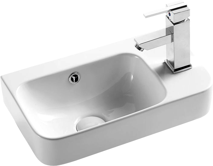 Раковина маленькая в туалет Weltwasser WW Aisbach 5117 45 R глянцевая белая, прямоугольная, фаянс
