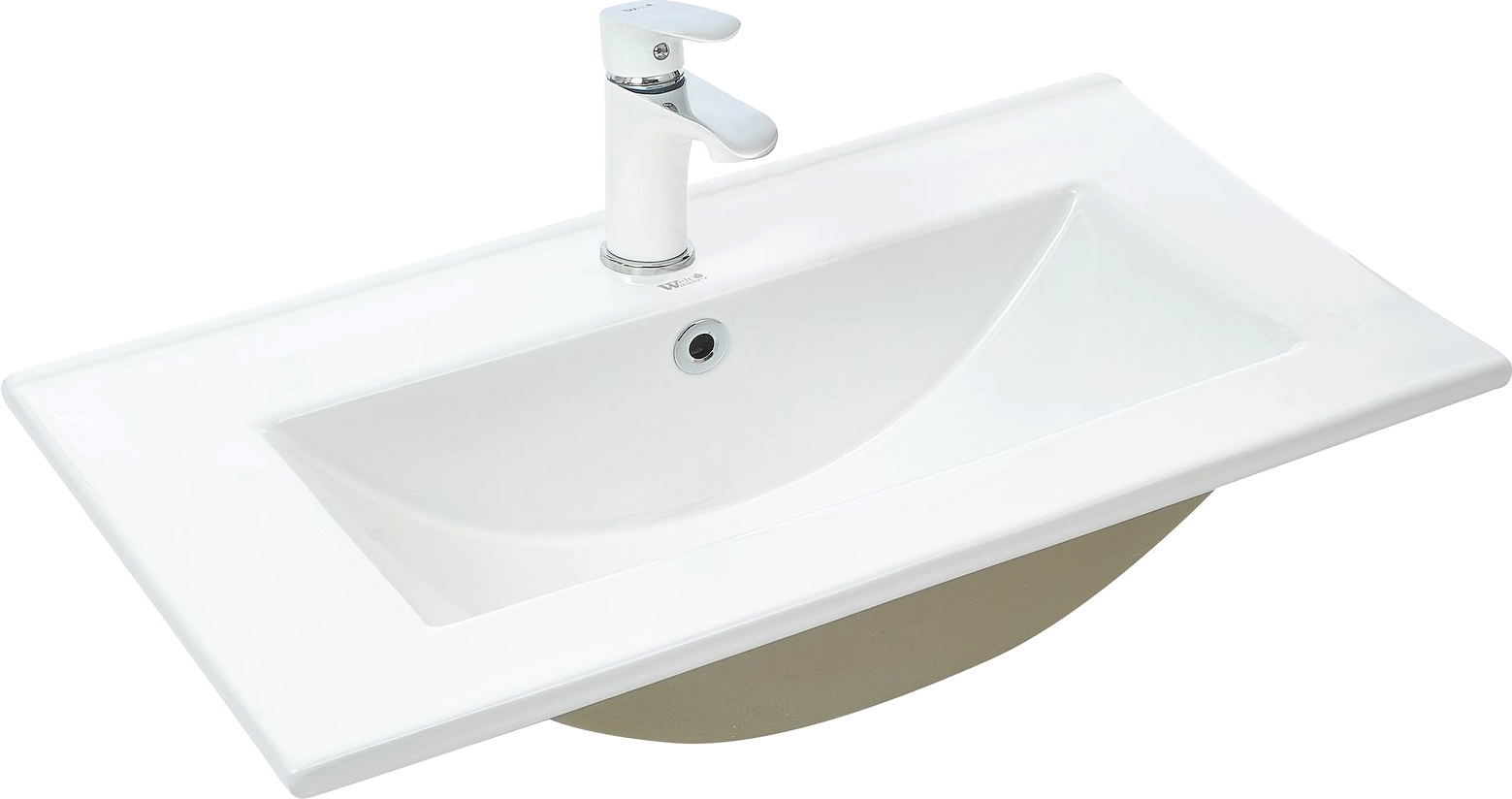 Раковина встраиваемая сверху Weltwasser WW Deilbach 10000005582 7517 51 глянцевая белая, прямоугольная, фаянс