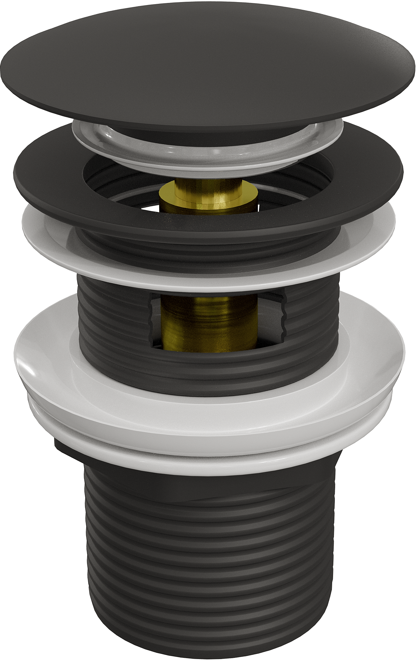 Донный клапан для раковины EWRIKA KR-05b с переливом, матовый черный