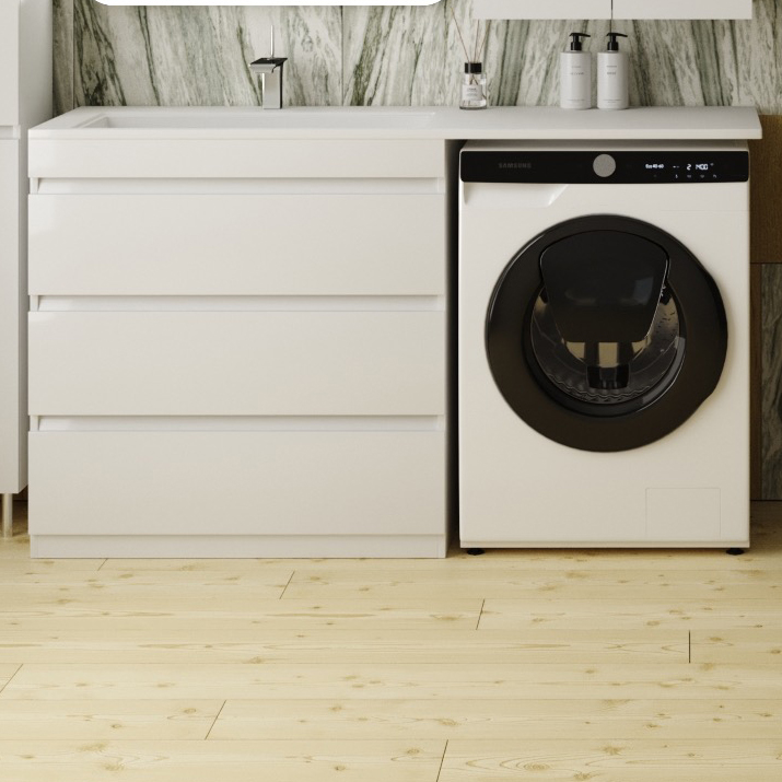 Тумба под раковину без столешницы Style Line Даллас 150 Люкс Plus напольная, белая, 3 ящика