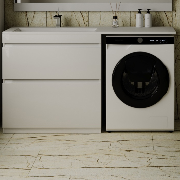 Тумба с раковиной Style Line Даллас 150 Люкс Plus напольная, белая L