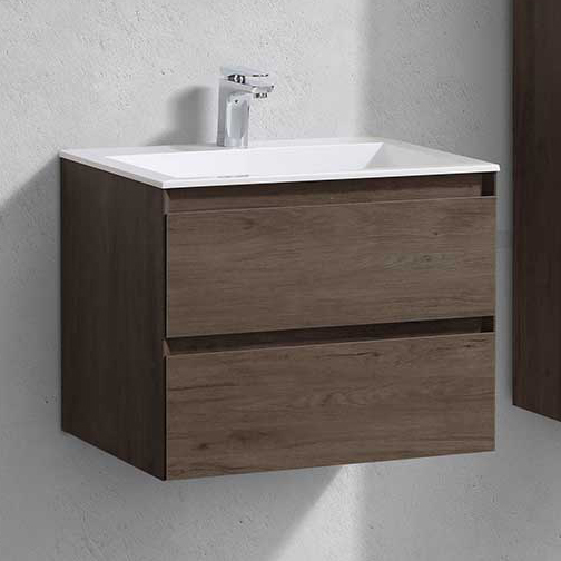 Тумба под раковину без столешницы Vincea Luka 60 подвесная, 2 ящика, темный дуб