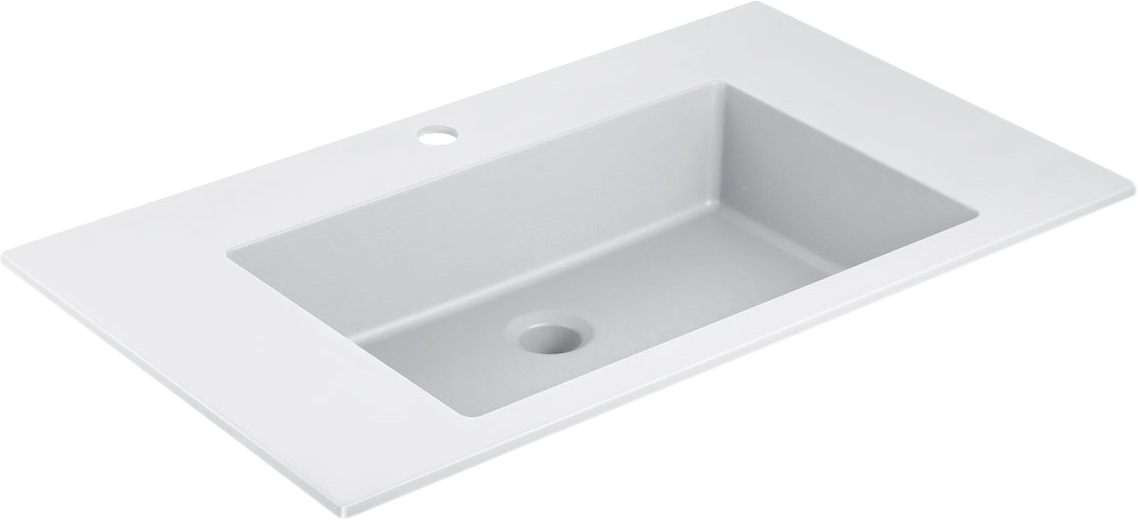 Мебельная раковина Vincea 80 накладная, белая, прямоугольная, искусственный камень