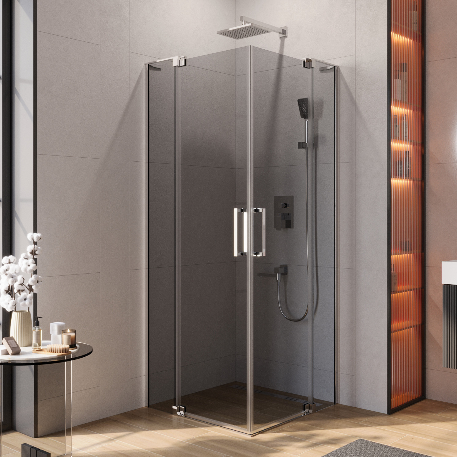 Душевой уголок Cezares Slider A 2 70/80 Grigio Cr профиль хром, стекло серое