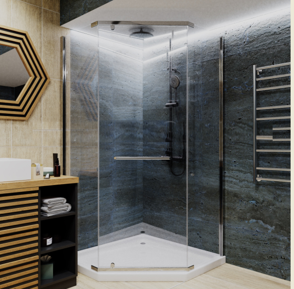 Душевой уголок Ceruttispa ZP101T 100x100, профиль хром