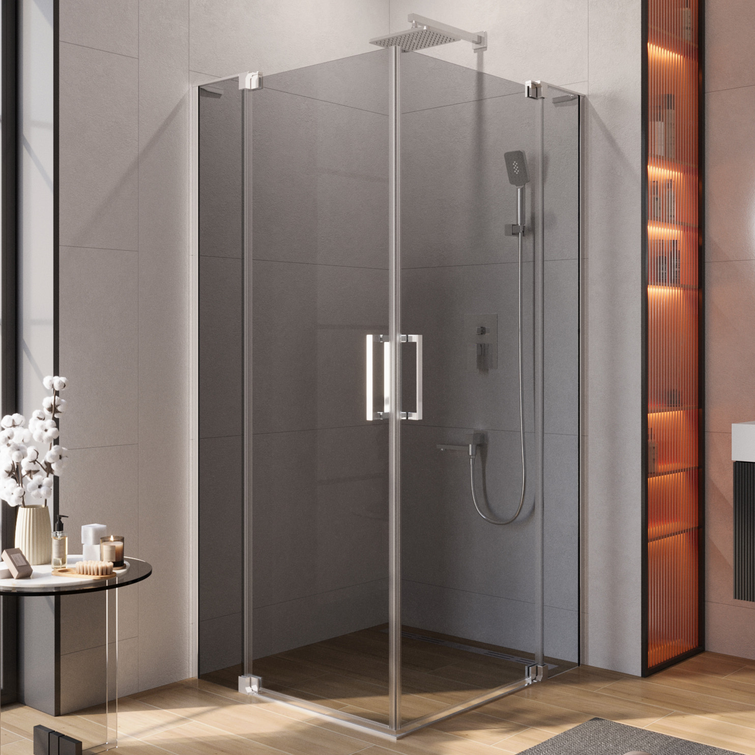 Душевой уголок Cezares Slider AH 2 70/80-90/100 Grigio Cr профиль хром, стекло серое