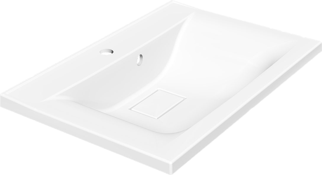 Мебельная раковина Vincea VCB-3M650W 65 накладная, белая, прямоугольная, искусственный камень