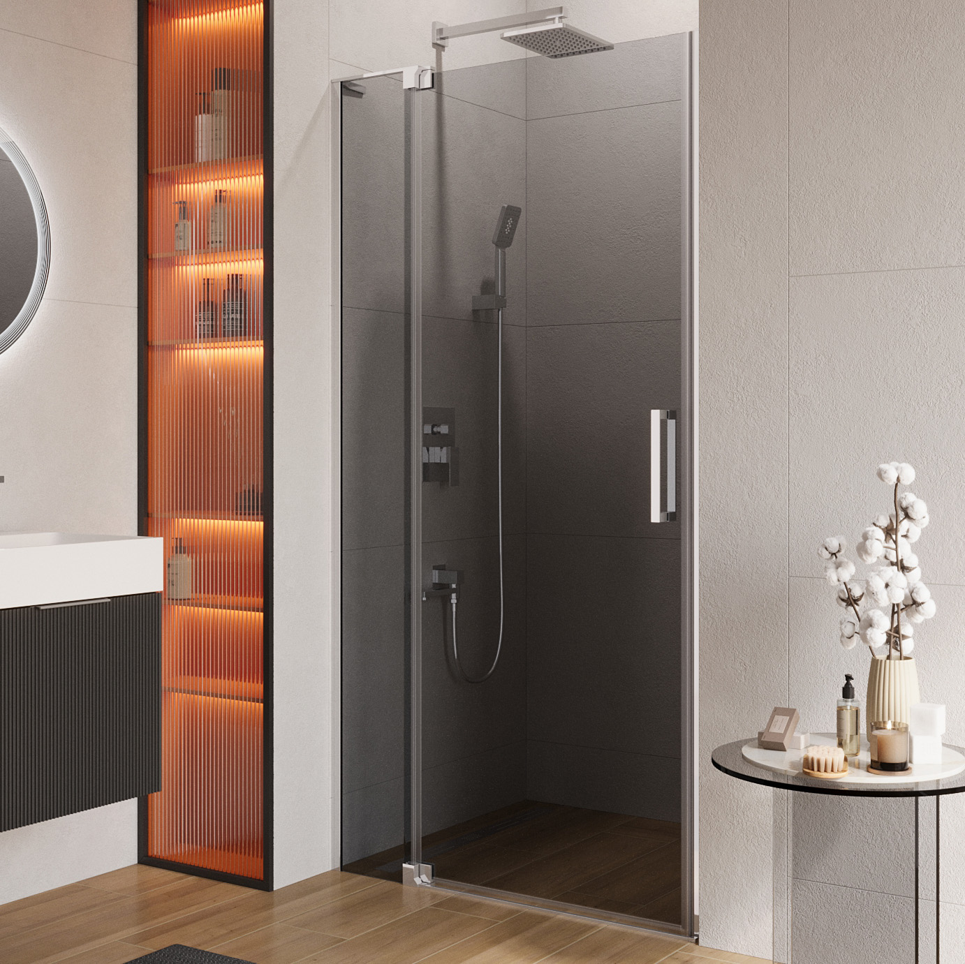 Душевая дверь в нишу Cezares Slider B 1 90/100 Grigio Cr профиль хром, стекло серое