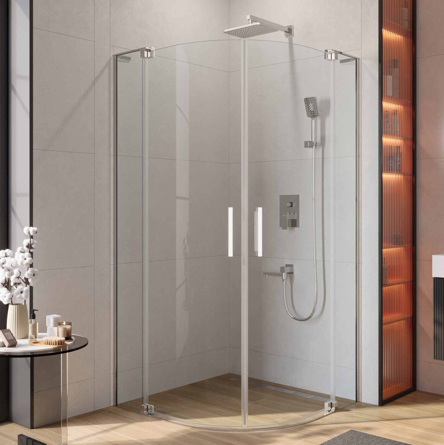 Душевой уголок Cezares Slider R 2 80/90 C Cr профиль хром, стекло прозрачное