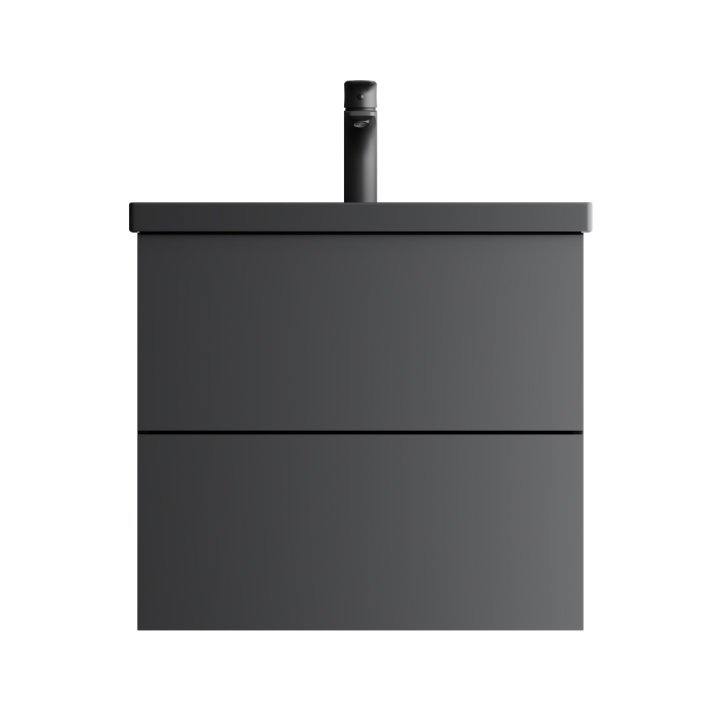 Тумба под раковину без столешницы AM.PM Gem 60, черная матовая, подвесная, с 2 ящиками