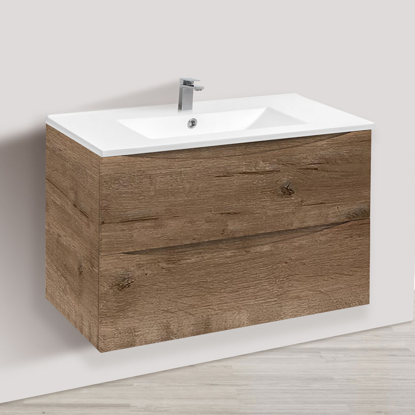 Тумба под раковину без столешницы Vincea Mia 80, подвесная, дуб винтаж, раковина VBS-13980