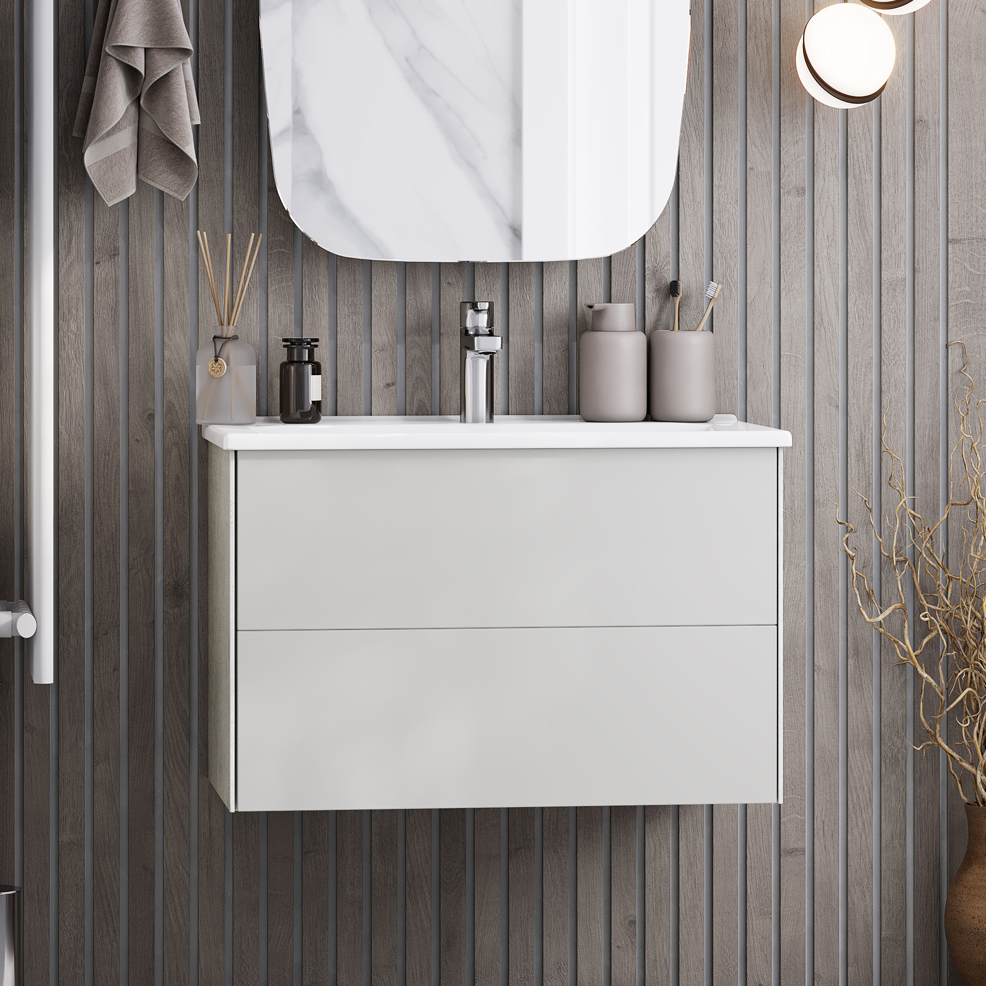 Тумба под раковину без столешницы AQUATON Сохо 75 cлэйт, галька серая