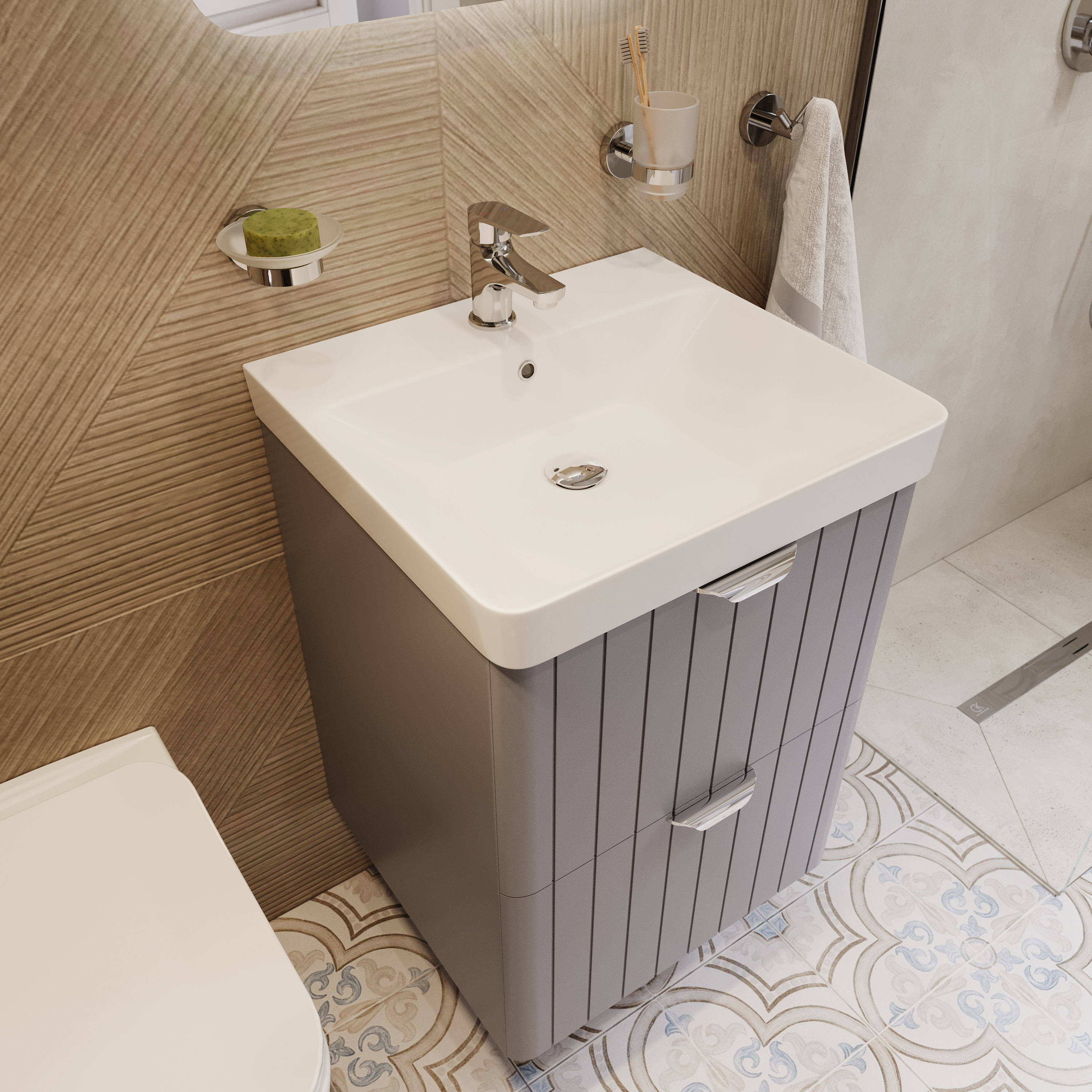 Мебельная раковина STWORKI Ларвик 50 накладная, белая, прямоугольная, фаянс