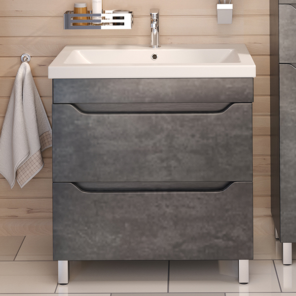 Тумба под раковину без столешницы Emmy Стоун 60 напольная, серый бетон