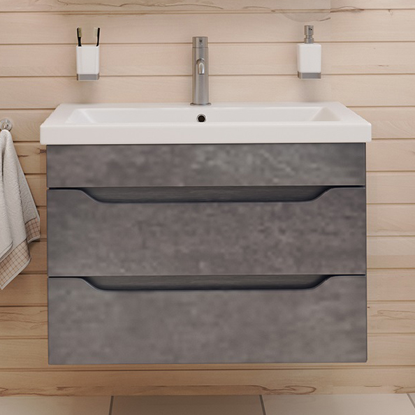 Тумба под раковину без столешницы Emmy Стоун 80 подвесная, серый бетон