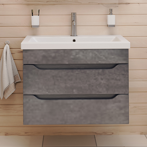 Тумба с раковиной Emmy Стоун 60 подвесная, серый бетон