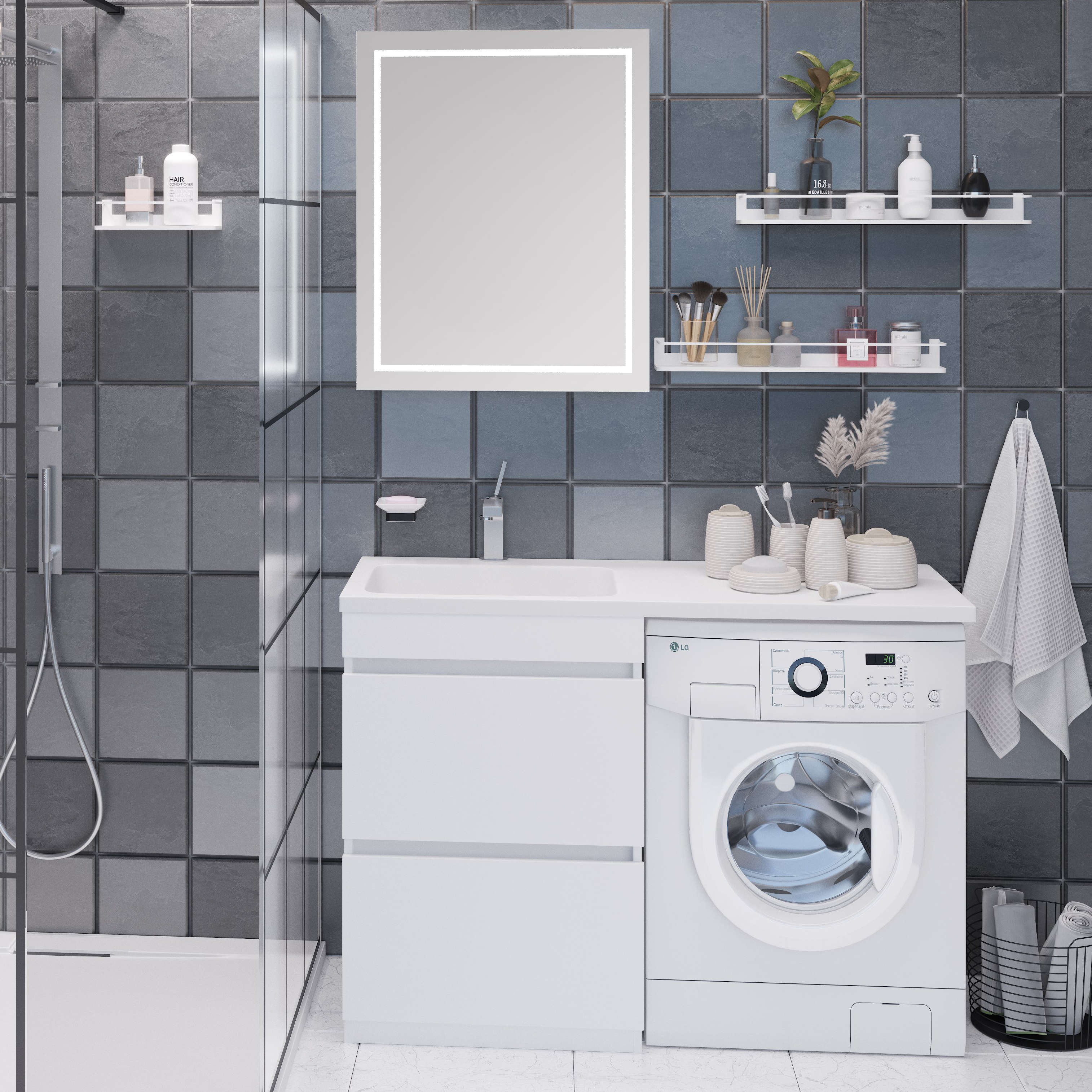 Мебель для ванной комнаты Emmy Джерси 110 L, под стиральную машину
