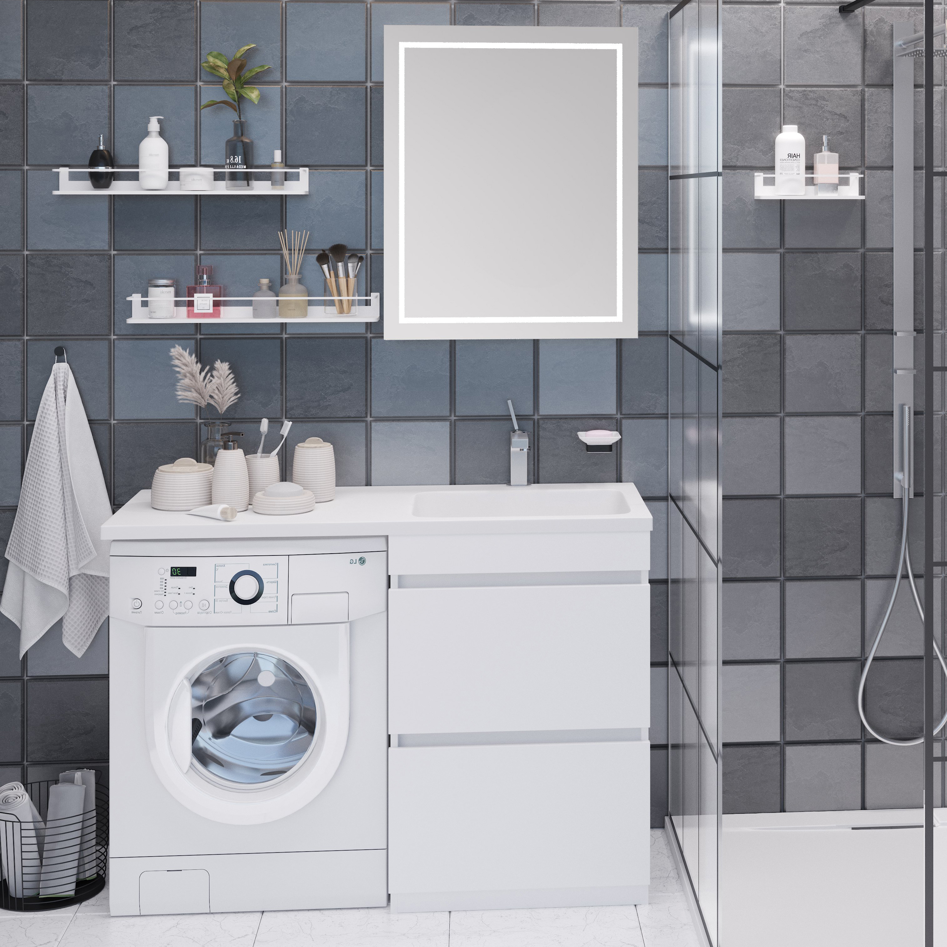 Мебель для ванной комнаты Emmy Джерси 110 R, под стиральную машину