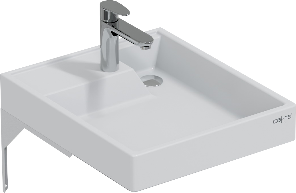 Раковина над стиральной машиной СаНта Юпитер 51 белая, прямоугольная, с комплектом кронштейнов