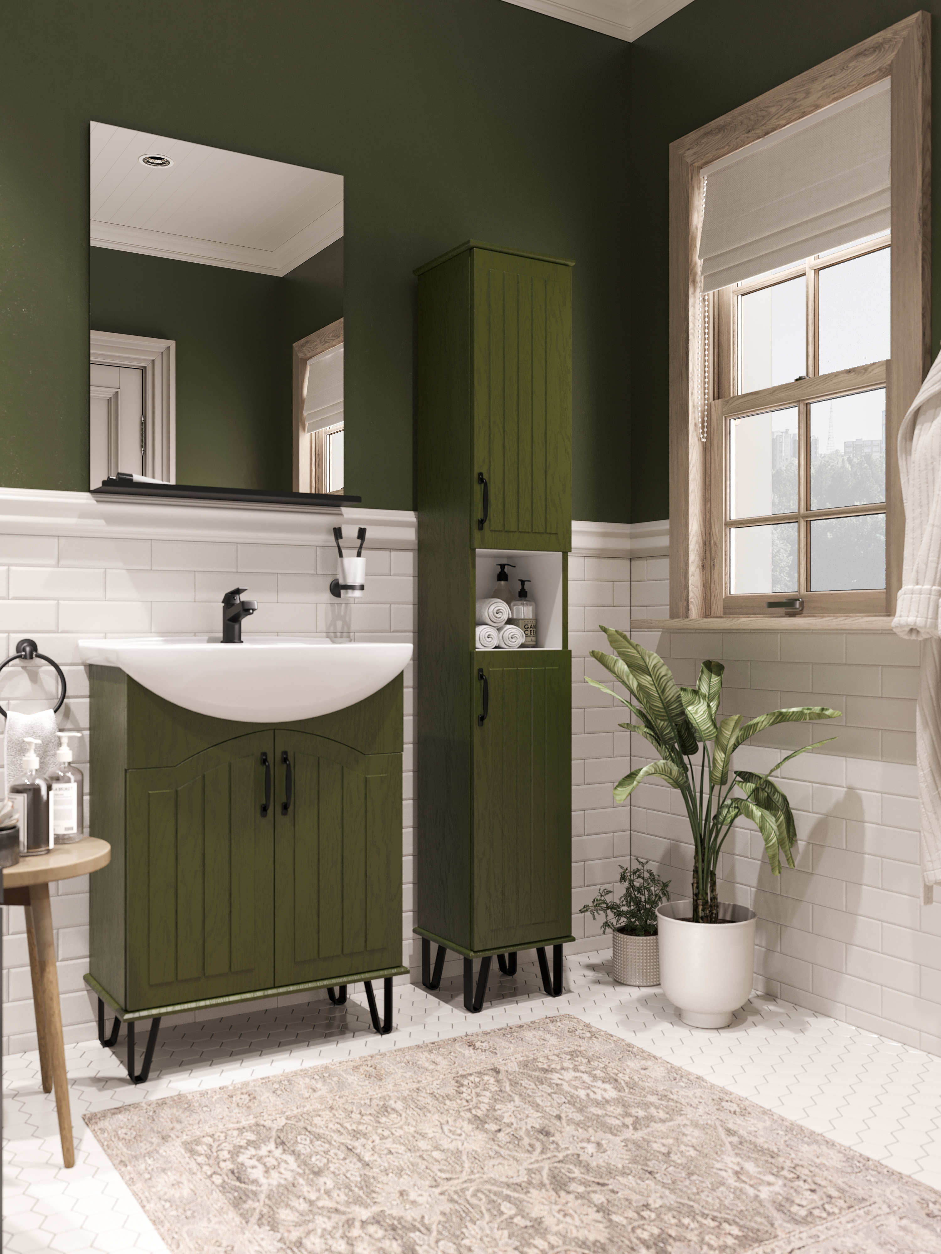 Шкаф-пенал для ванной DIWO Сочи 30 зеленый