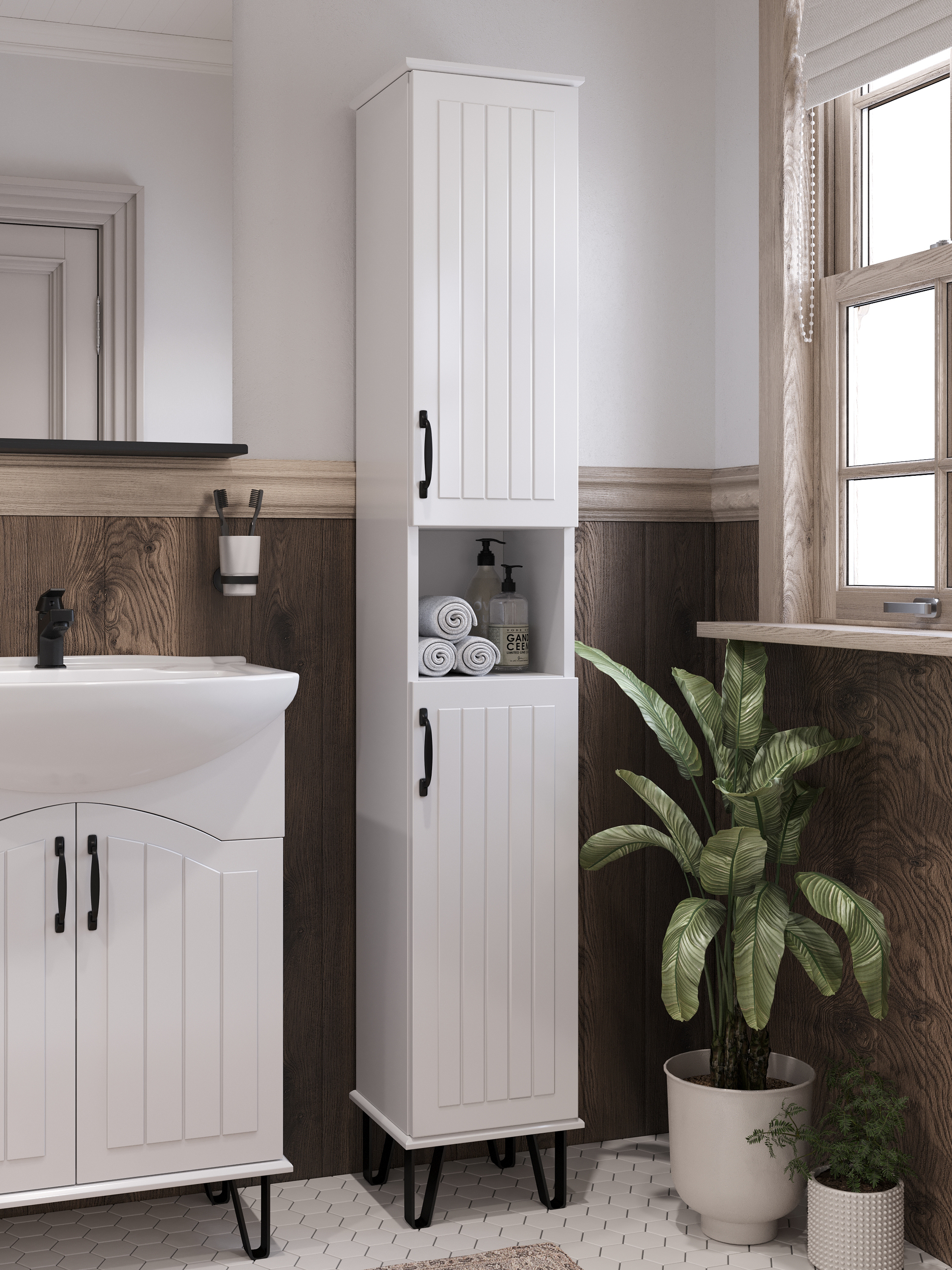 Шкаф-пенал для ванной DIWO Сочи 30 белый