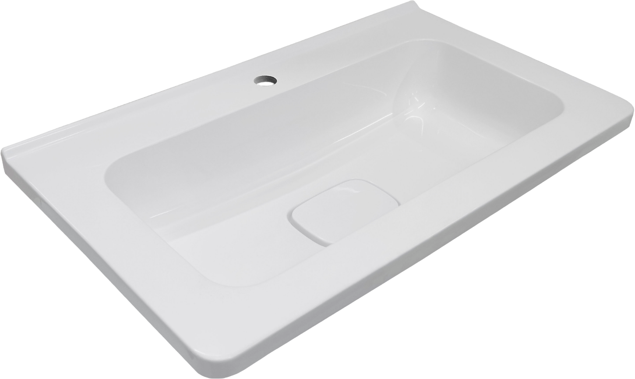 Мебельная раковина Style Line Каре Люкс Мини 70 накладная, белая, прямоугольная, искусственный мрамор