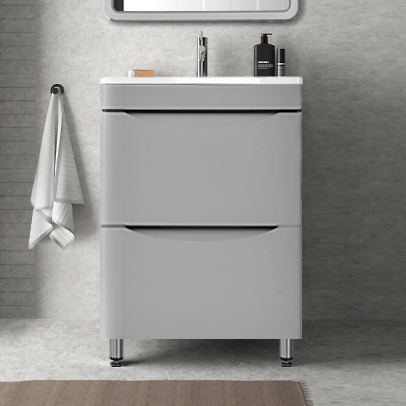 Тумба с раковиной Style Line Бергамо Мини 60 Люкс Plus напольная, антискрейтч серая