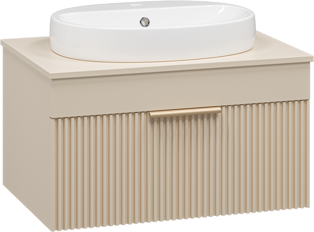 Тумба с раковиной Brevita Enfida 70 подвесная, бежевая