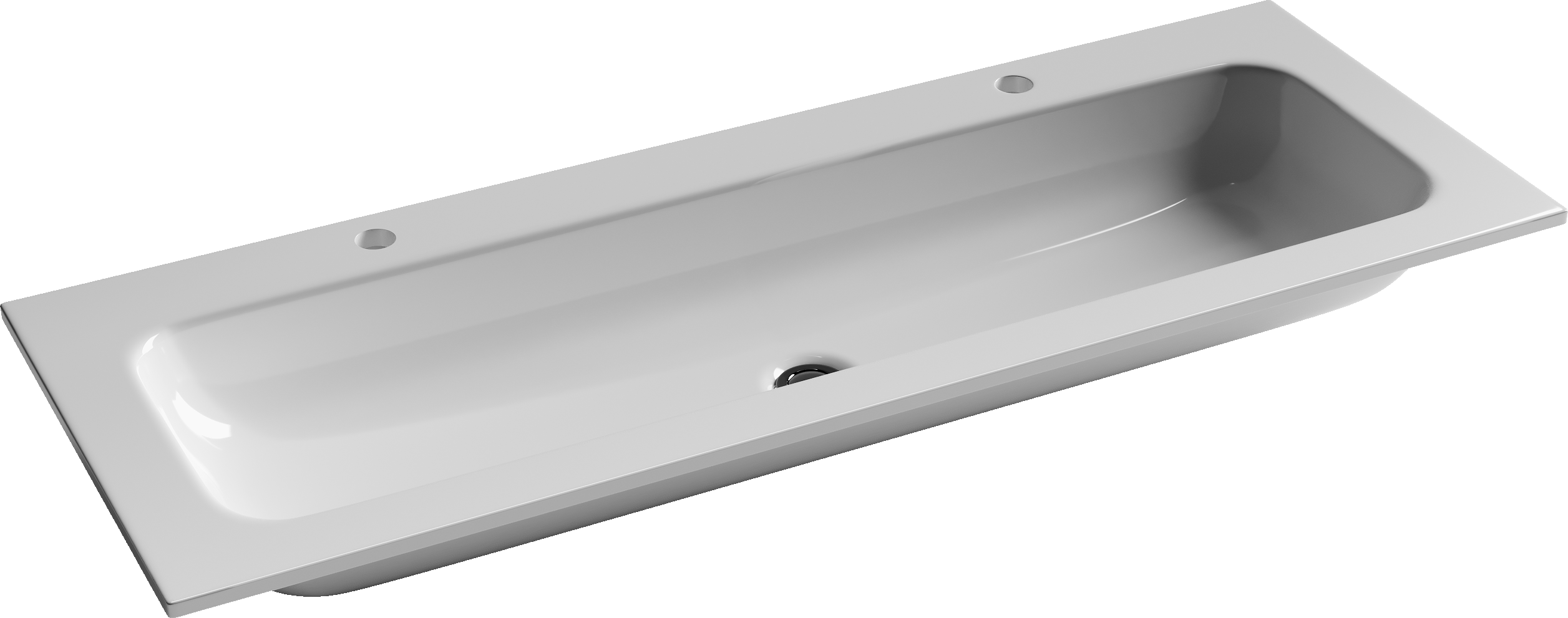 Мебельная раковина Ceramicanova Grace CN7016 121 накладная, для двоих, белая, с 2 отверстиями под смеситель, прямоугольная, фарфор