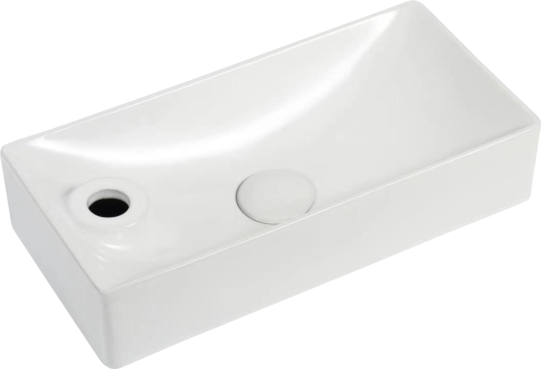 Раковина маленькая в туалет SantiLine SL-2023R 44 белая, прямоугольная, фаянс