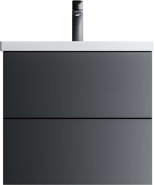 Тумба с раковиной AM.PM Gem 60 черная матовая, подвесная, с 2 ящиками, с белой раковиной