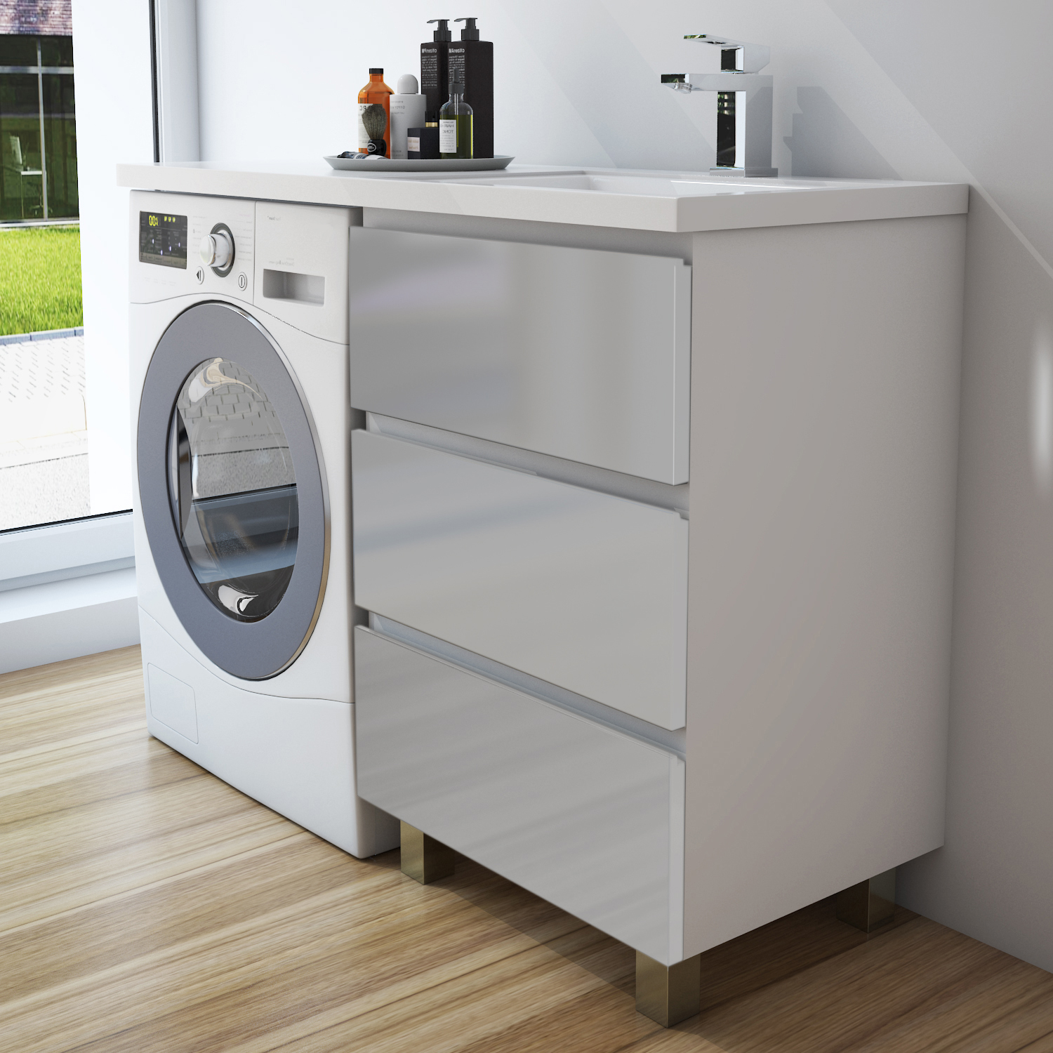 Тумба с раковиной Эстет Dallas Luxe 140 напольная, 3 ящика R