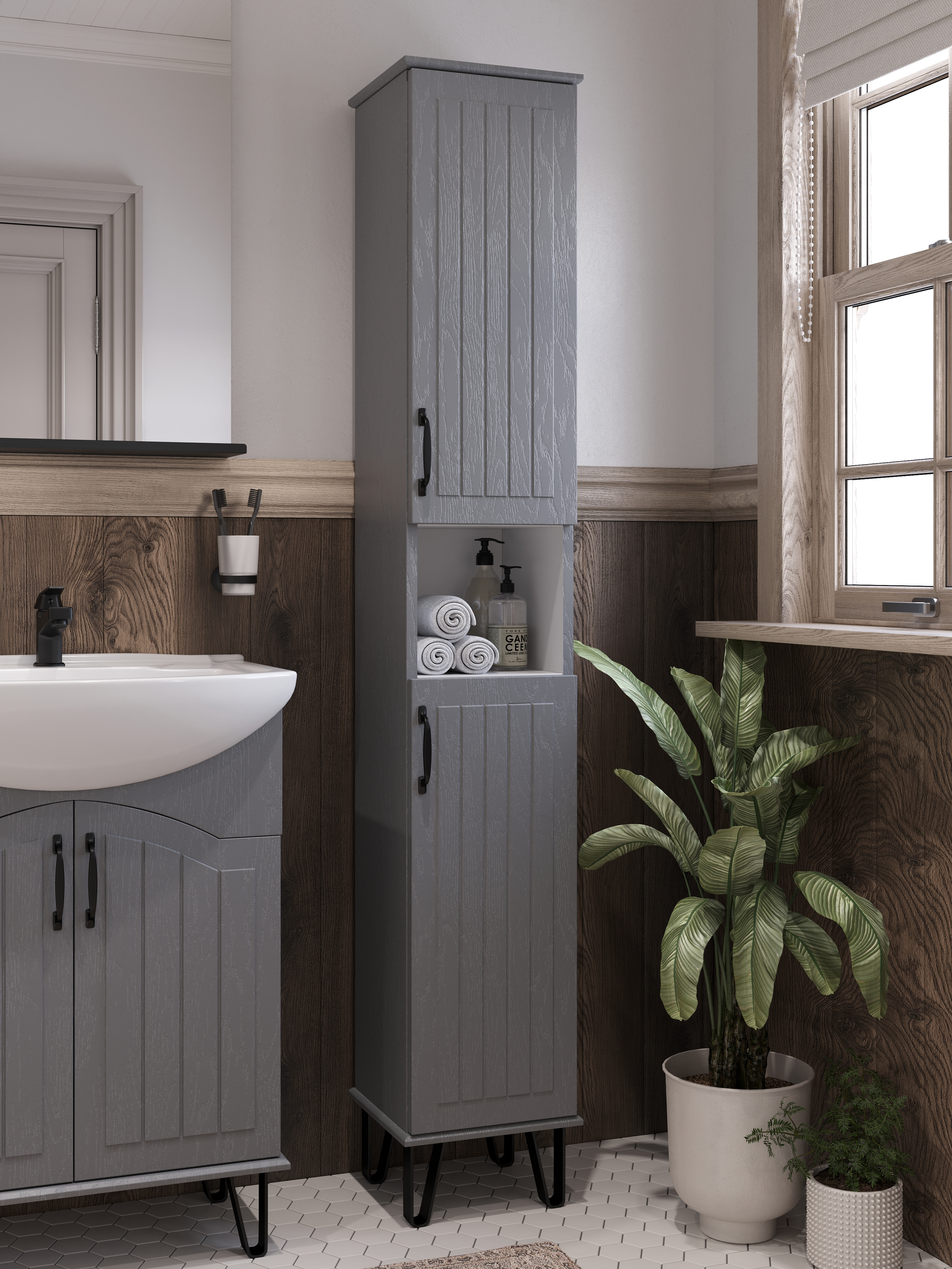 Шкаф-пенал для ванной DIWO Сочи 30 антрацит