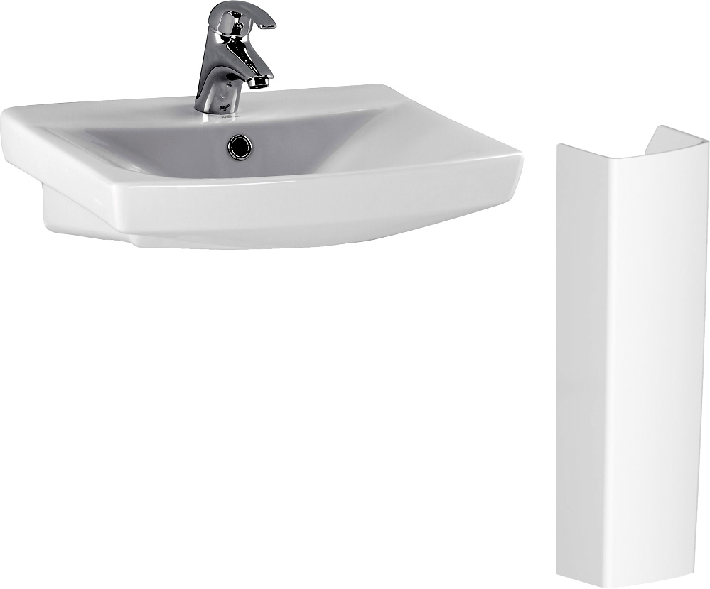 Раковина Cersanit Carina 50 белая, прямоугольная, с пьедесталом