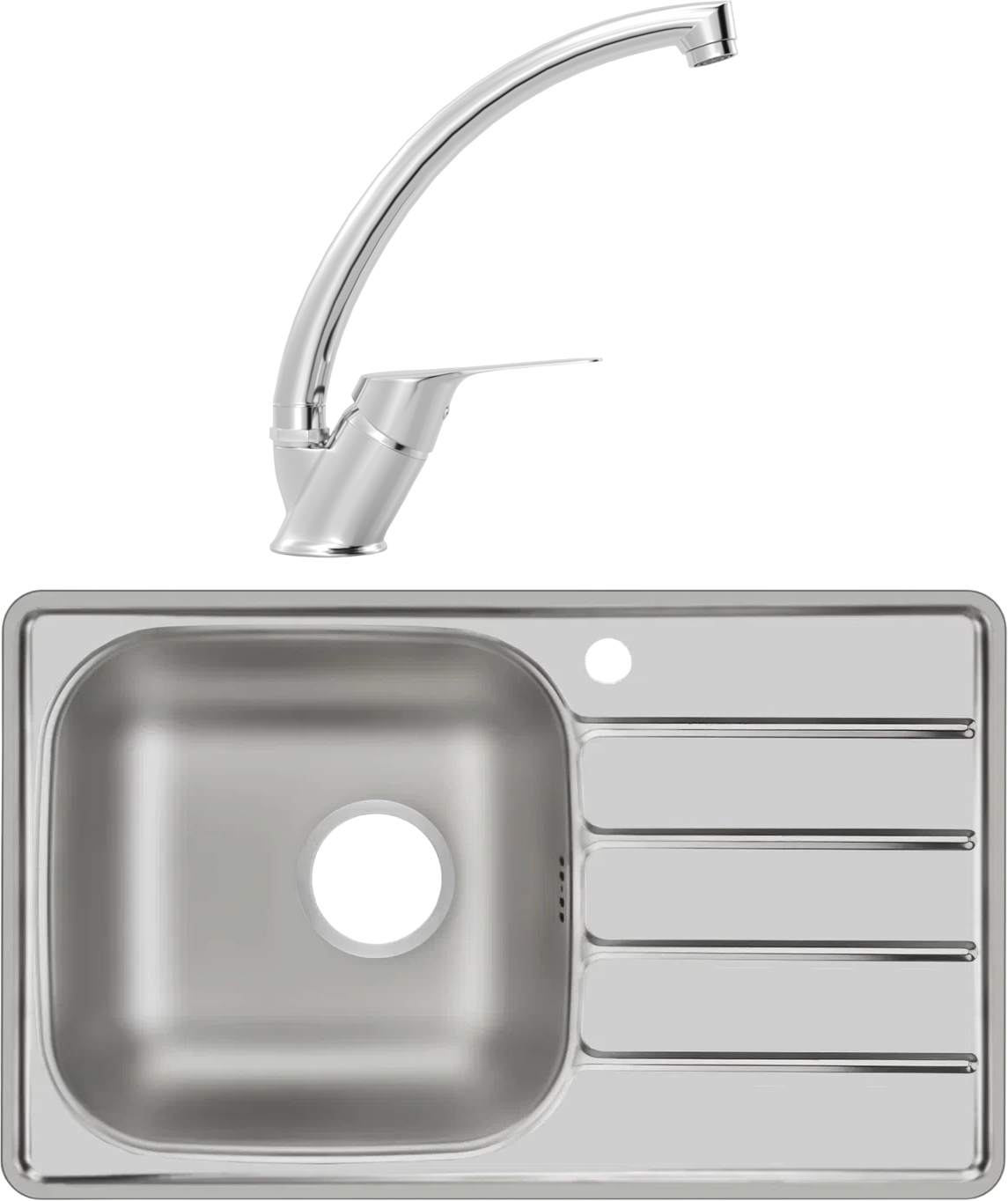 Комплект Мойка Domaci Равенна Rand DGR 780*480 (6) L2TG, L + Смеситель MEGA Mega MG-BMK016, хром