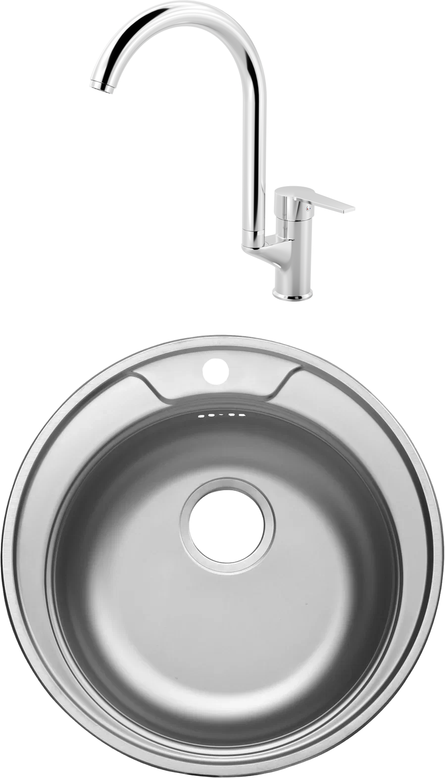 Комплект Мойка Domaci Равенна Rite DFA 500 (6) TG + Смеситель MEGA Snow MG-SH03, хром