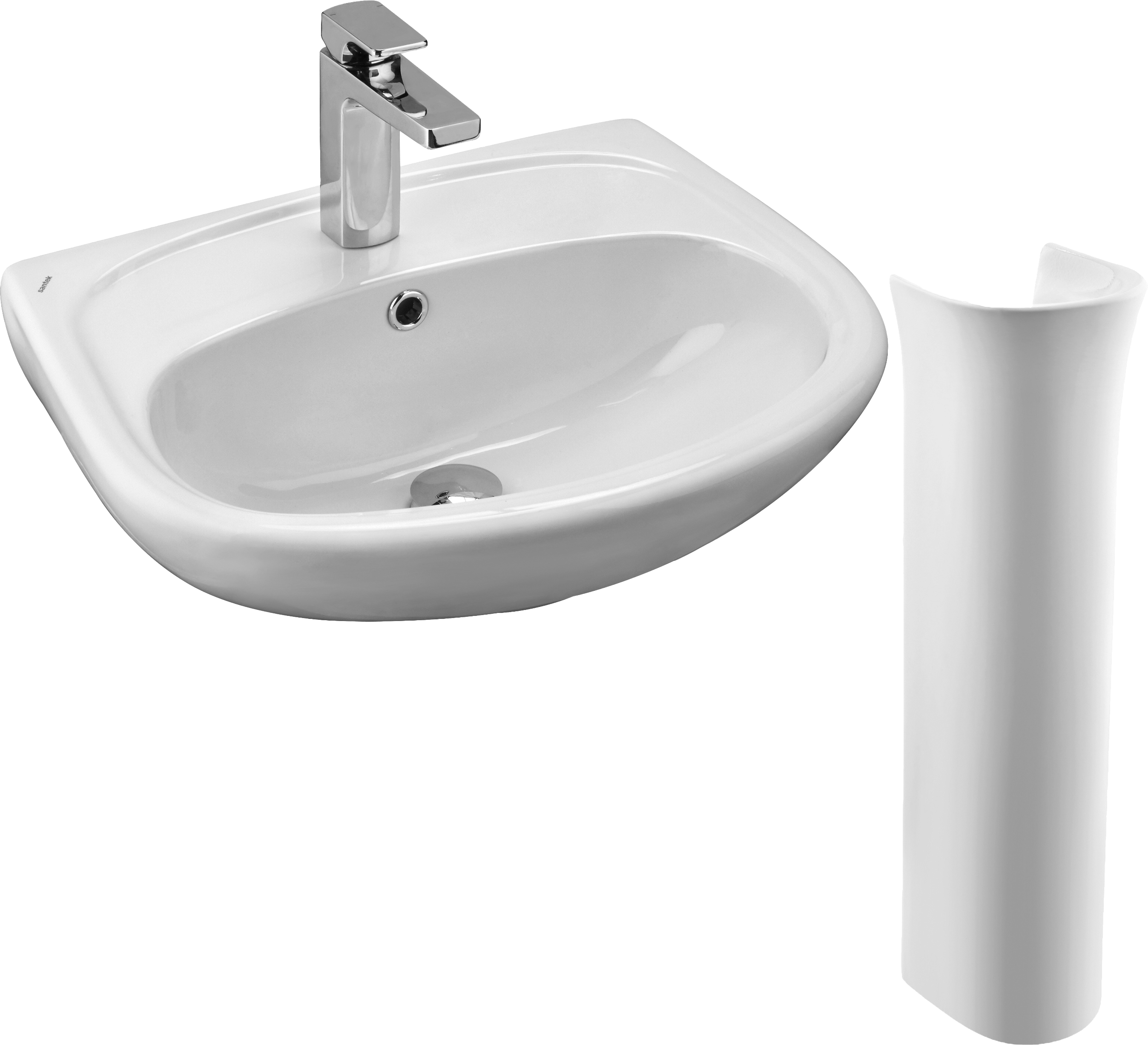 Раковина Santek Анимо 1WH110496 50 глянцевая белая, с пьедесталом