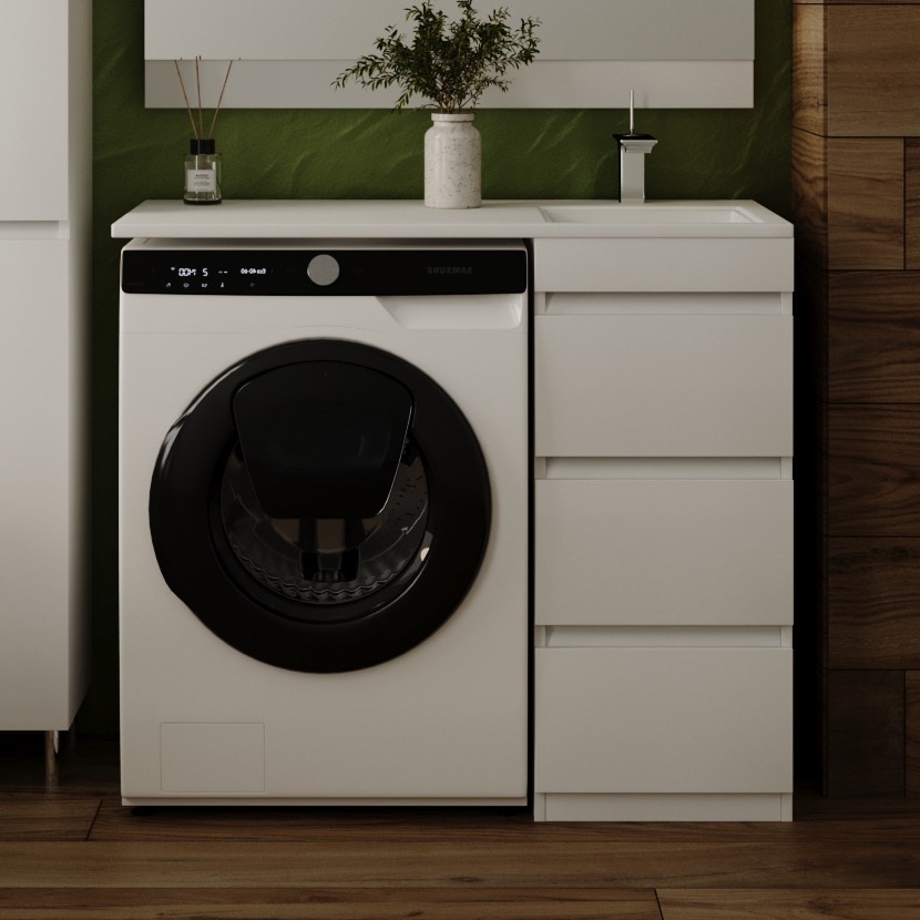 Тумба с раковиной Style Line Даллас 100 Люкс Plus, белая, 3 ящика R