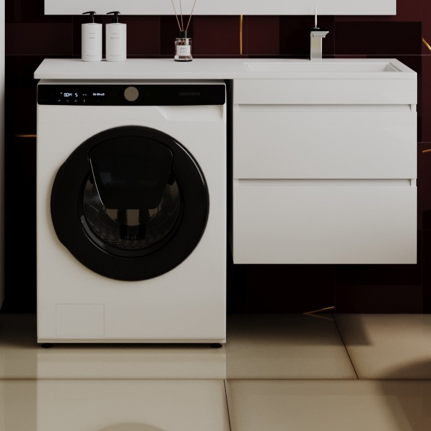 Тумба с раковиной Style Line Даллас 120 Люкс Plus подвесная, белая R