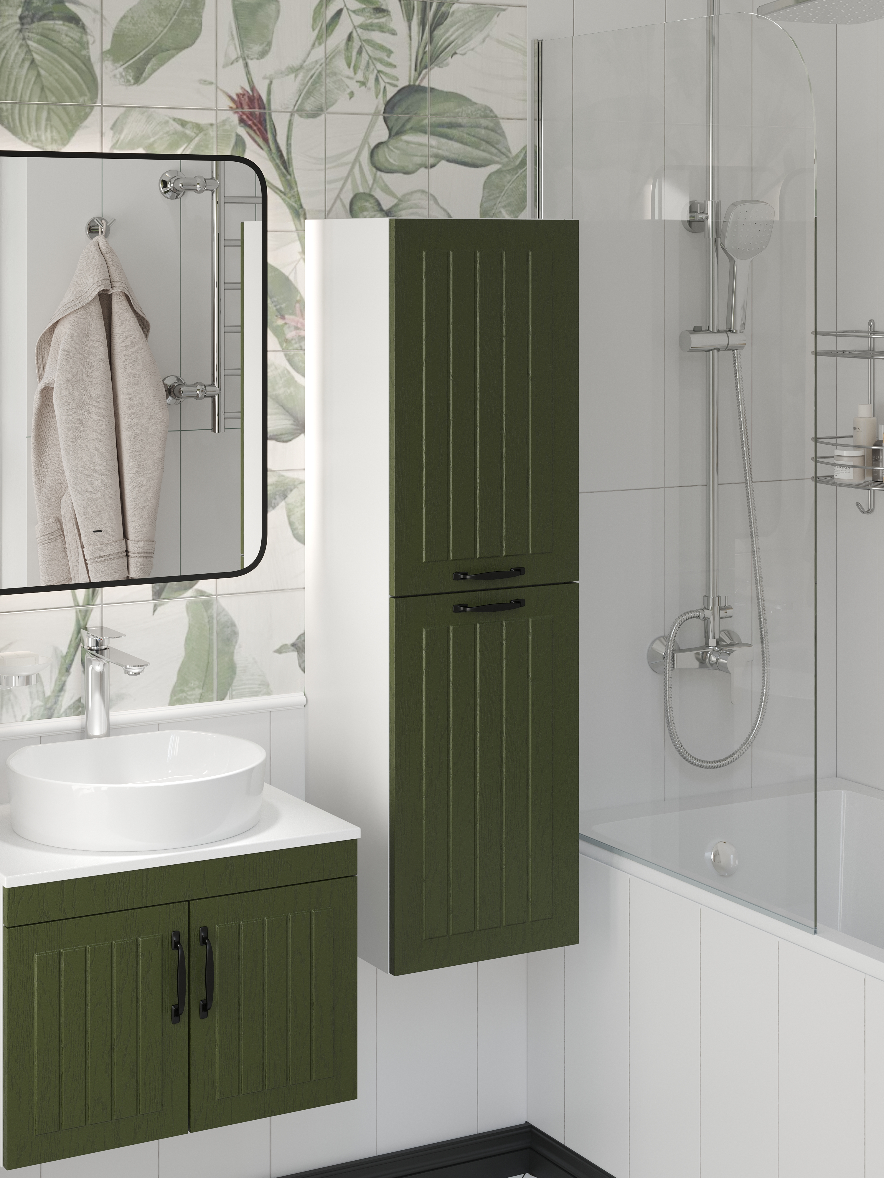 Шкаф-пенал для ванной DIWO Сочи подвесной зеленый