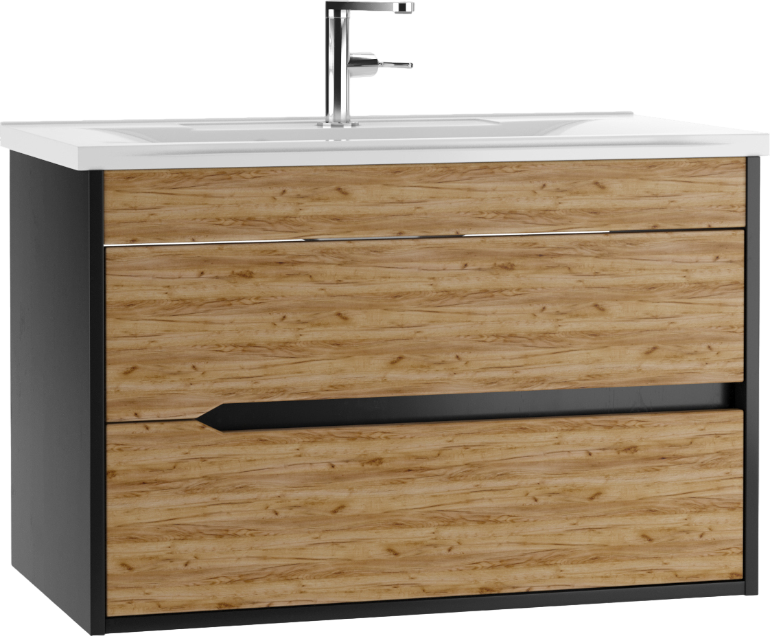 Тумба под раковину без столешницы Домино Karat 80, антрацит, дуб вотан