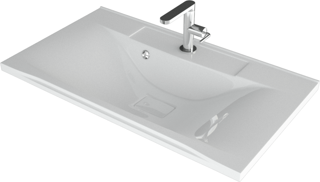 Мебельная раковина Madera Milen 79 накладная, глянцевая белая, прямоугольная, искусственный мрамор