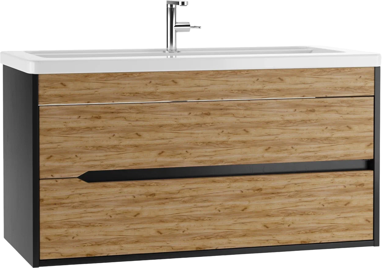 Тумба с раковиной Домино Karat 100, антрацит, дуб вотан
