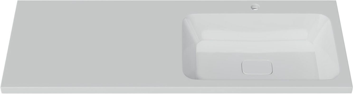 Раковина над стиральной машиной Madera Kamilla 130 R глянцевая белая, прямоугольная, со столешницей слева