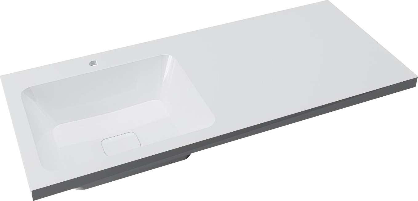 Раковина над стиральной машиной Madera Kamilla 120 L глянцевая белая, прямоугольная, со столешницей справа