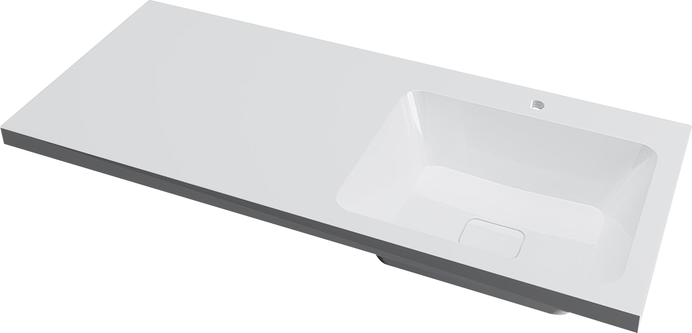 Раковина над стиральной машиной Madera Kamilla 110 R глянцевая белая, прямоугольная, со столешницей слева